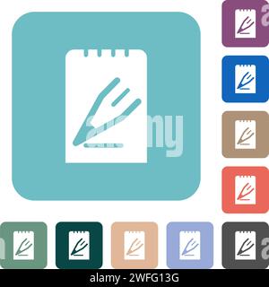 Edit note solid white flat icons on color rounded square backgrounds Stock Vector