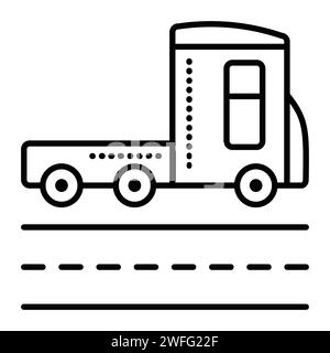 Single empty tow truck black line vector icon, transport for a car evacuation Stock Vector