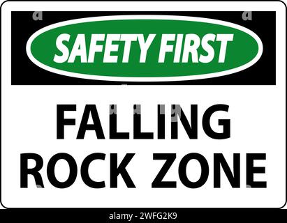 Safety First  Sign, Falling Rock Zone Stock Vector