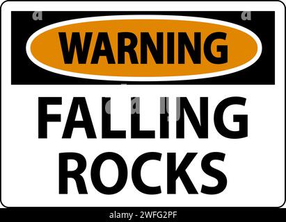 Warning Sign, Falling Rocks Stock Vector