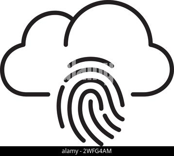 Fingerprint recognition. Secure cloud-based biometric data storage. Pixel perfect icon Stock Vector