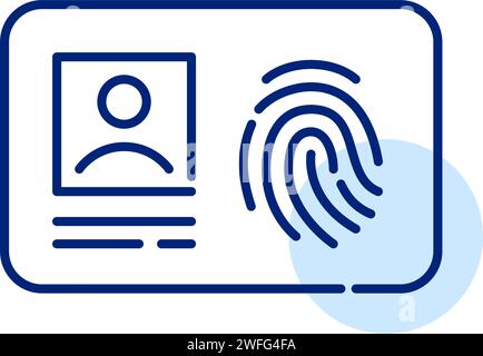 Identity card with fingerprint signifying the role of biometric data in personal identification. Pixel perfect icon Stock Vector