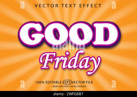 Good Friday, editable vector eps template with 3D text effect Stock Vector