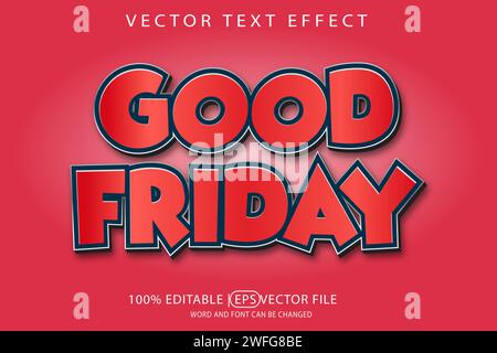 Good Friday, editable vector eps template with 3D text effect Stock Vector