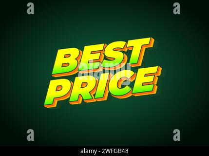 Best Price. Text effect design in 3D look with eye catching color Stock Vector