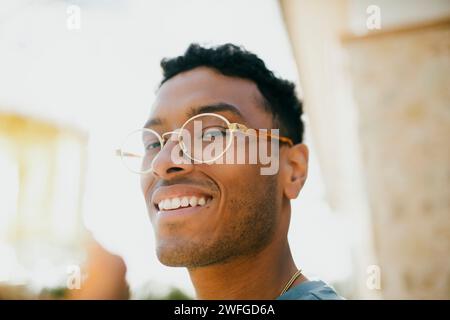Portrait of smiling man wearing eyeglasses Stock Photo