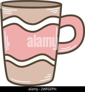 Hand drawn ceramic tea cup clip art. Simple mug illustration colored doodle sketch style. Houseware item drinking mug, isolated vector illustration Stock Vector