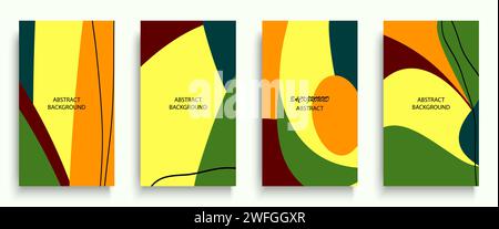 Social media stories and post creative art concept for web, graphic design. Geometric doodle minimalist pattern abstract background. Modern poster tem Stock Vector