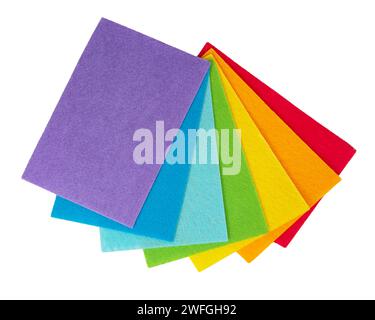 Rainbow felt decorative sheets isolated on the white background Stock Photo