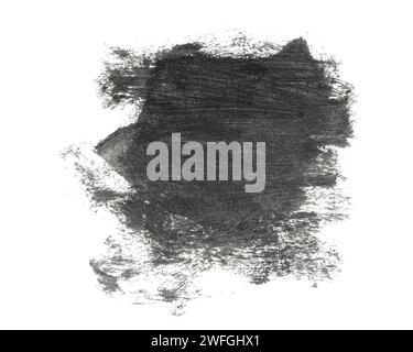Black Watercolor. Abstract painted ink strokes set on watercolor paper. Stock Photo