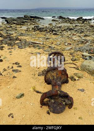 rusted ruins of american military equipment from world war two at million dollar  point on south pacific island of espiritu santo, luganville, vanuatu Stock Photo