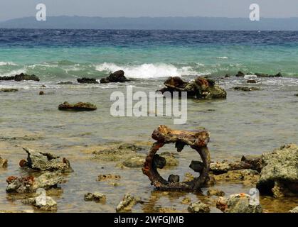 rusted ruins of american military equipment from world war two at million dollar  point on south pacific island of espiritu santo, luganville, vanuatu Stock Photo