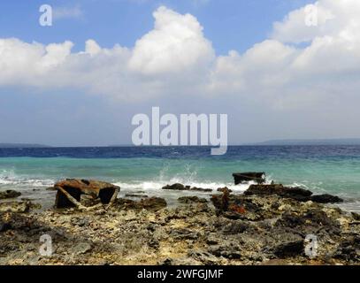 rusted ruins of american military equipment from world war two at million dollar  point on south pacific island of espiritu santo, luganville, vanuatu Stock Photo