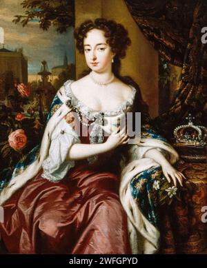 Maria Stuart (1662-1694), Queen Mary II of England (1689-1694), portrait painting in oil on canvas by Jan Verkolje, circa 1688 Stock Photo