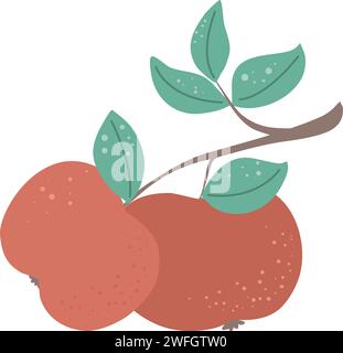 Texture hand drawn apples clip art. Simple red ripe apples on branch. Healthy organic food isolated vector illustration Stock Vector
