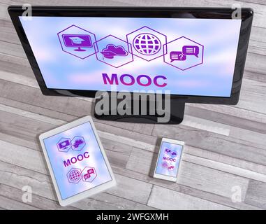 Mooc concept shown on different information technology devices Stock Photo