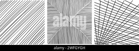 Set of textures with different squares patterns. Hand drawn line texture set Stock Vector