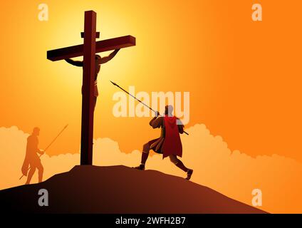 Biblical vector illustration series, Lance of Longinus, Longinus the Roman soldier stabbed Jessus in the side Stock Vector