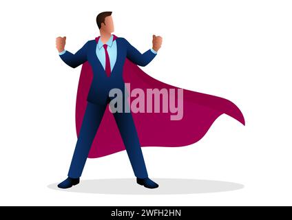 Business concept illustration of a businessman as a superhero Stock Vector