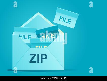 Vector illustration of zip files info graphic Stock Vector