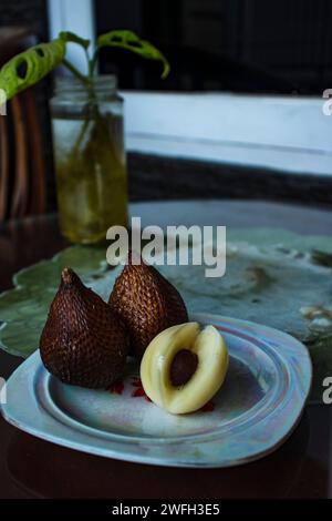 Snake Fruits on table Stock Photo