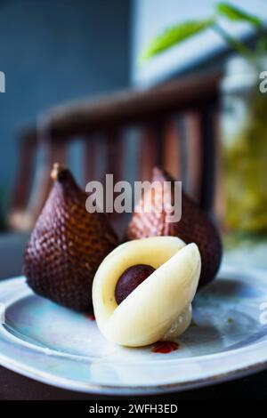 Snake Fruits on plate Stock Photo