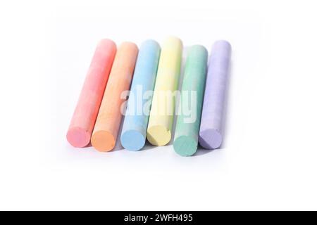 colorful chalk sticks isolated on white background Stock Photo