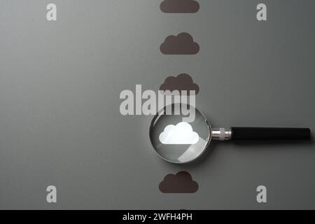 Cloud storage and services. Choosing the best cloud technology option. Artificial intelligence. Data storage, VPN, virtual workspaces with access from Stock Photo