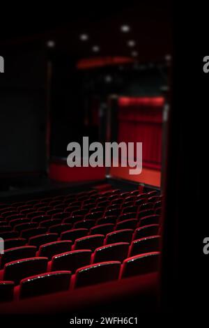 empty red seats in theater Stock Photo
