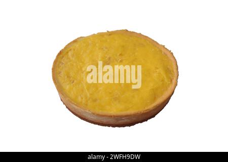 round lemon cheesecake isolated on white background Stock Photo