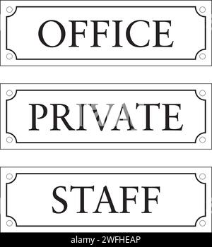 Office, private and staff retro style banners on a white background Stock Vector