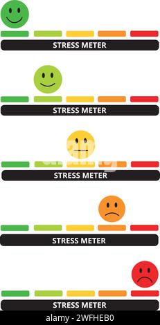 Stress test with color faces with gestures on a white background Stock Vector