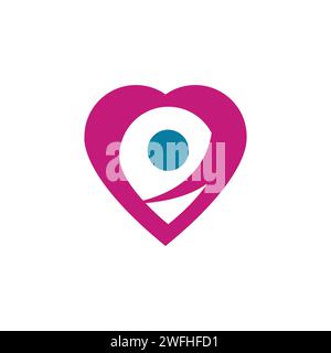 Abstract people love heart logo vector image. Abstract love or heart shape logo combination with people figure vector Stock Vector