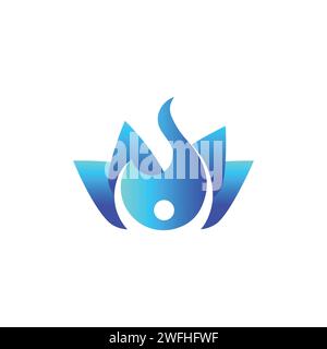 Fire and flame oil and gas symbol vector logo. Blue flame energy creative symbol concept. Power fire and water silhouette abstract business logo Stock Vector