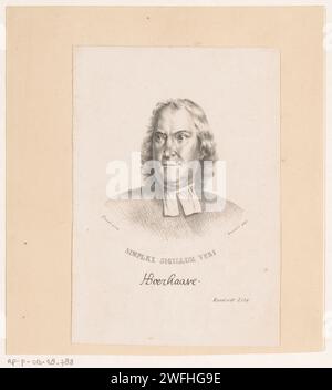 Portrait of Herman Boerhaave, Jean Matthieu Kierdorff, After Rommel, After Cornelis Troost, 1813 - 1882 print Under the portrait are signature and his motto: Simplex Sigillum Veri (simplicity is the characteristic of the True).  paper  historical persons (+ (full) bust portrait) Stock Photo