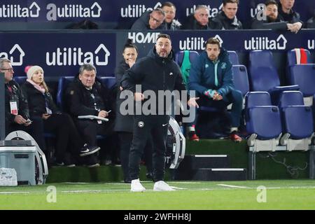 Brighton Hove Albion Manager Roberto De Zerbi during the English championship Premier League football match between Luton Town and Brighton and Hove Albion on 30 January 2024 at Kenilworth Road in Luton, England Stock Photo