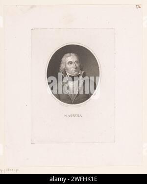Portrait of André Masséna, Duke of Rivoli, Prince of Essling, Heinrich Schmidt, 1798 print   paper  historical persons Stock Photo