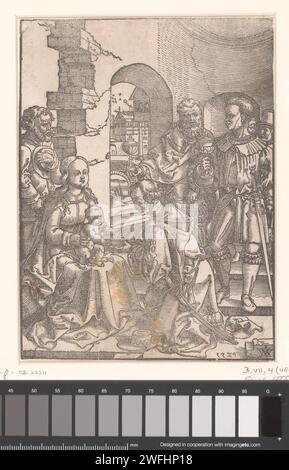 Last Supper, Anonymous, Anton von Woensam, 1529 print   paper  Last Supper (in general) (Matthew 26:21-35; Mark 14:18-31; Luke 22:3, 22:15-23; John 13:21-38) Stock Photo