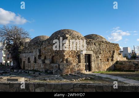 Paphos, Cyprus - December 23, 2023: Historical Turkish bath hammam ruins. Stock Photo