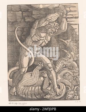 Hercules kills the Hydra van Lerna, Jan Harmensz. Muller, After Adriaen ...