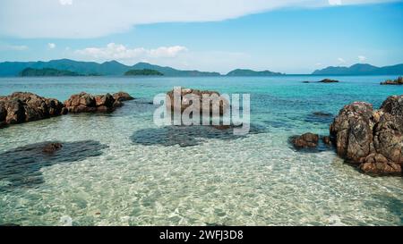 Koh Wai Island, Trat, Thailand is a tinny tropical Island near Koh Chang. tropical beach.Tropical beach. Panorama of idyllic tropical beach, white san Stock Photo