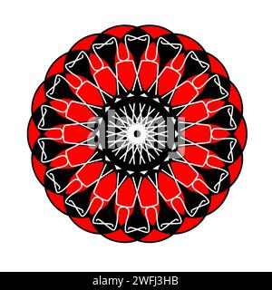 Abstract design element. Mandala illustration. Black, red and white mandala Stock Photo