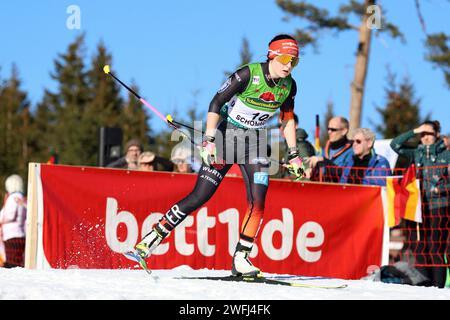 Schonach, Deutschland. 28th Jan, 2024. Anne Häckel (VSC Klingenthal) beim FIS Weltcup Nordische Kombination Schonach 2024 Credit: dpa/Alamy Live News Stock Photo