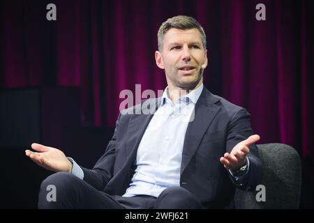 Hamburg, Germany. 31st Jan, 2024. Thomas Hitzlsperger, former German professional soccer player, speaks at a panel discussion at the industry conference SpoBis. Credit: Christian Charisius/dpa/Alamy Live News Stock Photo
