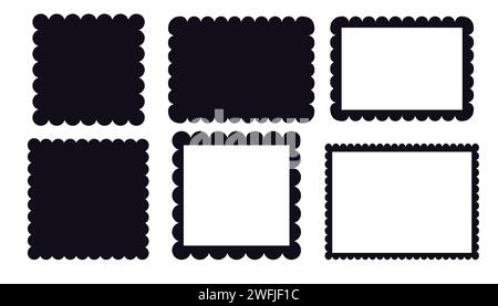 Doodle Rectangle Scalloped Frame. Hand Drawn Scalloped Edge Rectangle  Shape. Simple Square Label Form. Flower Silhouette Lace Frame. Vector  Illustration Isolated On White Background. Royalty Free SVG, Cliparts,  Vectors, and Stock Illustration.