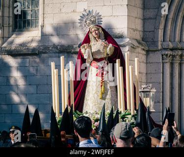 Valladolid, Spain, April 6th 2023: A solemn procession: Holy Week in Valladolid Stock Photo