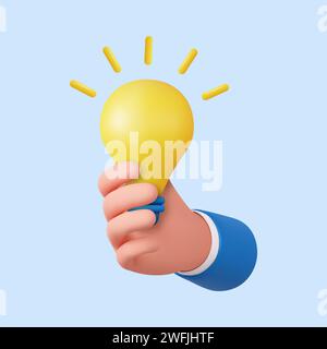 3D Hand holding Light Bulb. Stock Vector