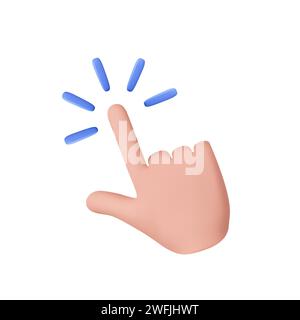 3d touch screen, hand pointing gesture, Stock Vector