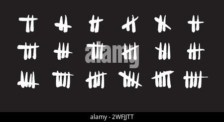 Set of tally marks. Vector hand drawn icons. Stock Vector