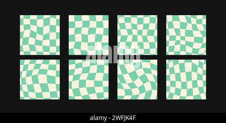 Set of vector patterns. Funky hippie mesh patterns. Stock Vector